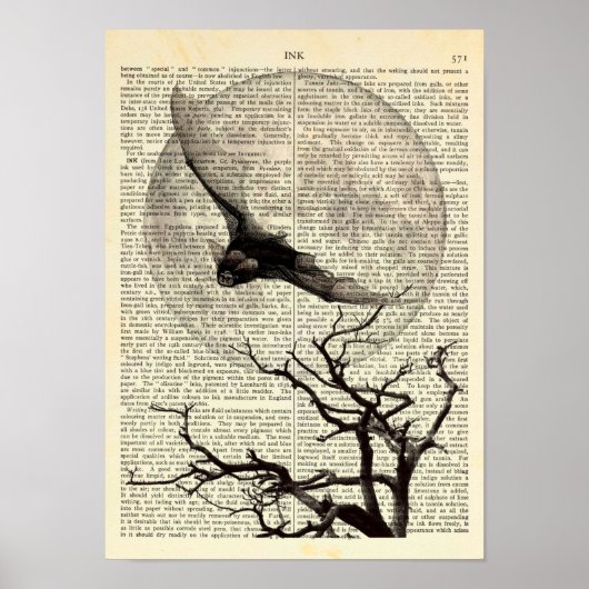 Vliegende bat, volle maan, traditionele Gothische  Poster (Voorkant)