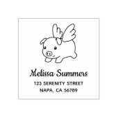 Vliegende Big - Biggetje met Vleugels Adres Rubberstempel (Afrduk)