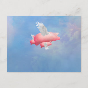 Vliegende biggen briefkaart