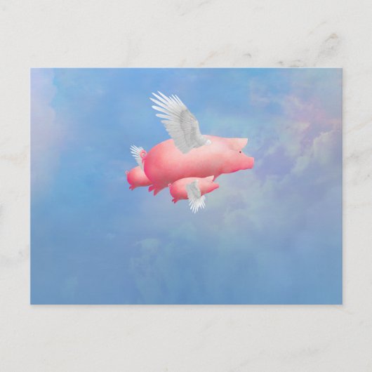 Vliegende biggen briefkaart (Voorkant)