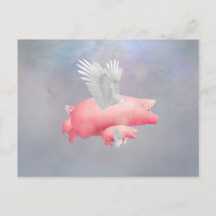 Vliegende biggen briefkaart