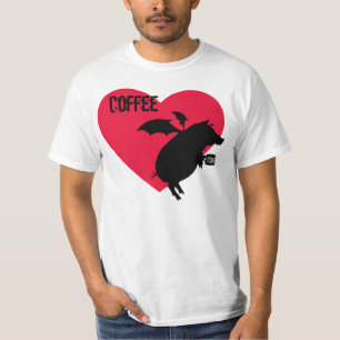 Vliegende biggen met koffie t-shirt
