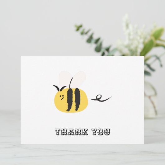 Vliegende bij, schattige doodle bedankkaart (Staand voorkant)
