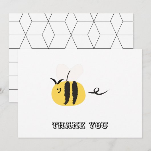 Vliegende bij, schattige doodle bedankkaart (Voorkant / Achterkant)