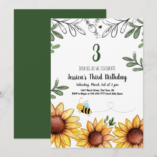 Vliegende bijen en zondbloemen kaart (Voorkant / Achterkant)