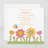 Vliegende bijen op de Cute bee verjaardagsfeestdag Kaart (Voorkant / Achterkant)