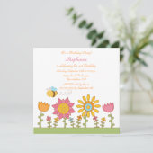 Vliegende bijen op de Cute bee verjaardagsfeestdag Kaart (Staand voorkant)