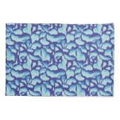 Vliegende bladeren | Blauw bladpatroon Kussensloop (Achterkant)