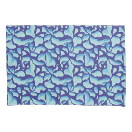 Vliegende bladeren | Blauw bladpatroon Kussensloop