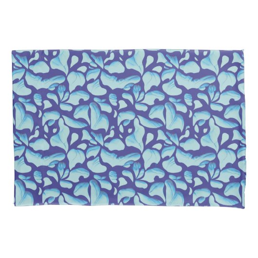 Vliegende bladeren | Blauw bladpatroon Kussensloop (Voorkant)