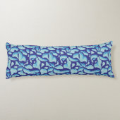 Vliegende bladeren | Blauw bladpatroon Lichaamskussen (Achterkant)