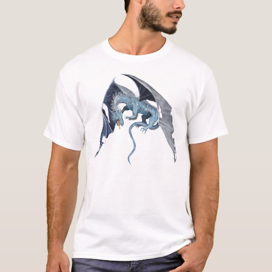 Vliegende blauwe draak t-shirt (Voorkant)