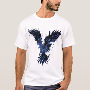Vliegende Blauwe Phoenix Vogel Grafische T-Shirt -