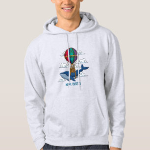 Vliegende Blauwe Walvis met Heet Luchtballon Hoodie