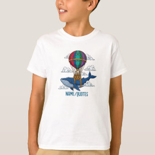 Vliegende Blauwe Walvis met Heet Luchtballon T-shirt