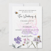 Vliegende bloemen schenden roze luxebruiloft kaart (Voorkant)