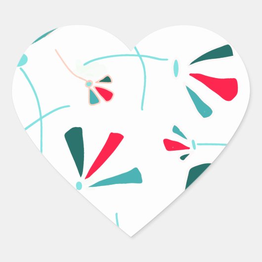 Vliegende bloemensamenstelling hart sticker (Voorkant)