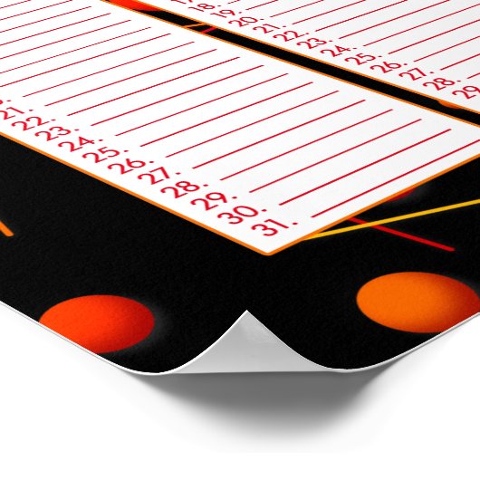 Vliegende Bollen Eeuwigdurende Verjaardagskalender Poster (Hoek)