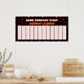 Vliegende Bollen Eeuwigdurende Verjaardagskalender Poster (Keuken)