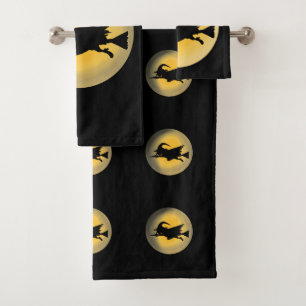 Vliegende Boze Heks Silhouet Bad Handdoek
