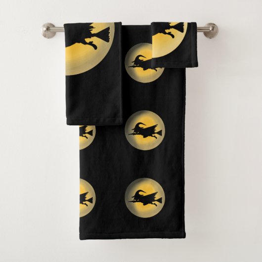 Vliegende Boze Heks Silhouet Bad Handdoek (Insitu)
