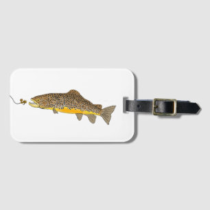 Vliegende bruine forel bagagelabel