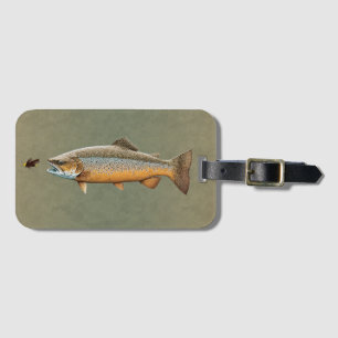 Vliegende bruine forel bagagelabel