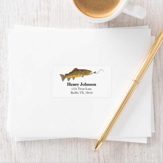 Vliegende bruine forel etiket (Insitu)