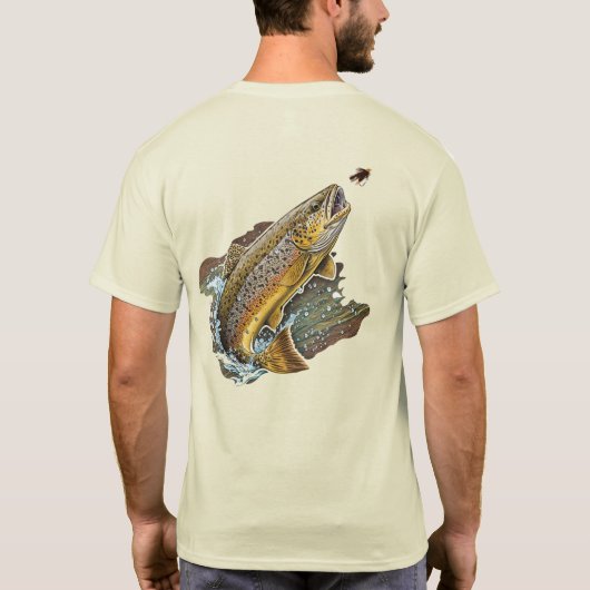 Vliegende bruine forel t-shirt (Achterkant)