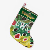 Vliegende bruine forel zijn of haar persoonlijke kleine kerstsok (Voorkant (Hangend))
