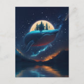 Vliegende bultrug walvis maanlicht Zee sterrenboss Briefkaart (Voorkant)