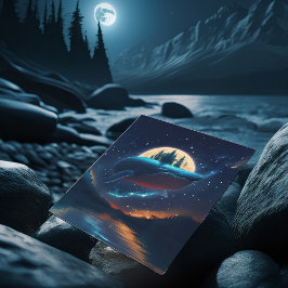 Vliegende bultrug walvis maanlicht Zee sterrenboss Briefkaart