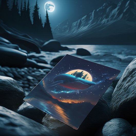 Vliegende bultrug walvis maanlicht Zee sterrenboss Briefkaart