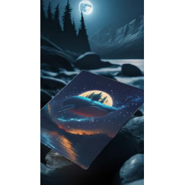 Vliegende bultrug walvis maanlicht Zee sterrenboss Briefkaart