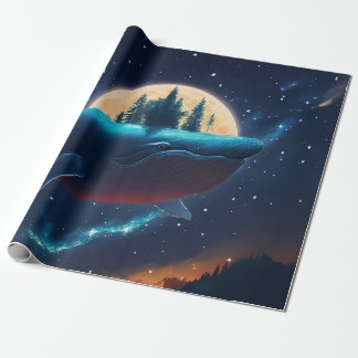Vliegende bultrug walvis maanlicht Zee sterrenboss Cadeaupapier