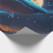 Vliegende bultrug walvis maanlicht Zee sterrenboss Cadeaupapier (Hoek)