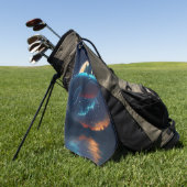 Vliegende bultrug walvis maanlicht Zee sterrenboss Golfhanddoek (Groen)