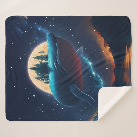 Vliegende bultrug walvis maanlicht Zee sterrenboss Sherpa Deken (Voorkant (horizontaal))