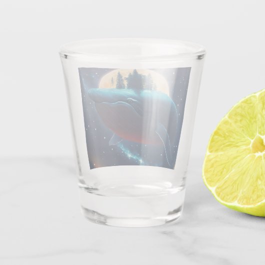 Vliegende bultrug walvis maanlicht Zee sterrenboss Shot Glas (Achterkant)