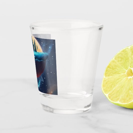 Vliegende bultrug walvis maanlicht Zee sterrenboss Shot Glas (Rechts)