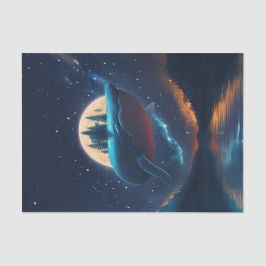Vliegende bultrug walvis maanlicht Zee sterrenboss Tissuepapier (Voorkant)