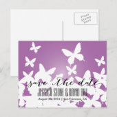 Vliegende Butterflies Garden Weddenschap Save the  Aankondigingskaart (Voorkant / Achterkant)