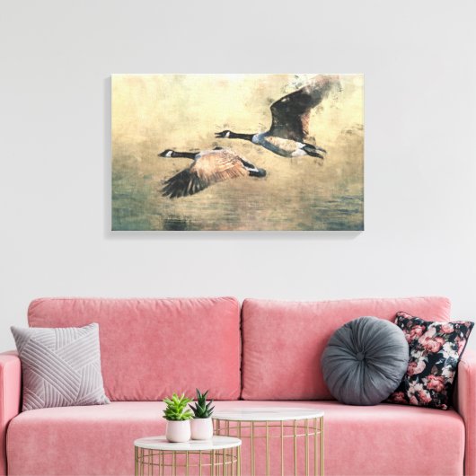 Vliegende Canadese ganzen Canvas Afdruk (Insitu (Woonkamer))
