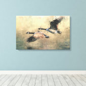 Vliegende Canadese ganzen Canvas Afdruk (Insitu (Houten vloer))