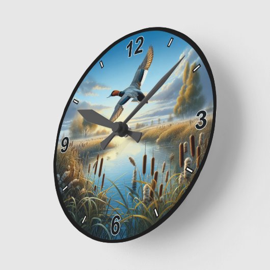 Vliegende Canvasback Duck Ronde Klok (Hoek)