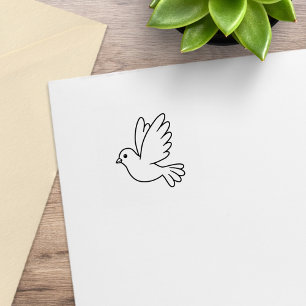 Vliegende Cartoon Duif Vogel 1x1 Rubberstempel