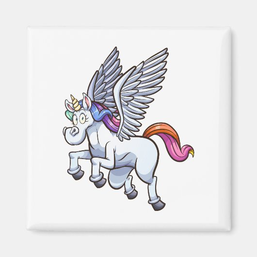 Vliegende cartoon Pegasus Eenhoorn Magneet (Voorkant)