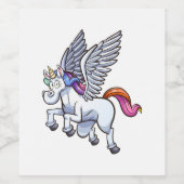 Vliegende cartoon Pegasus Eenhoorn Wijn Etiket (Enkel label)