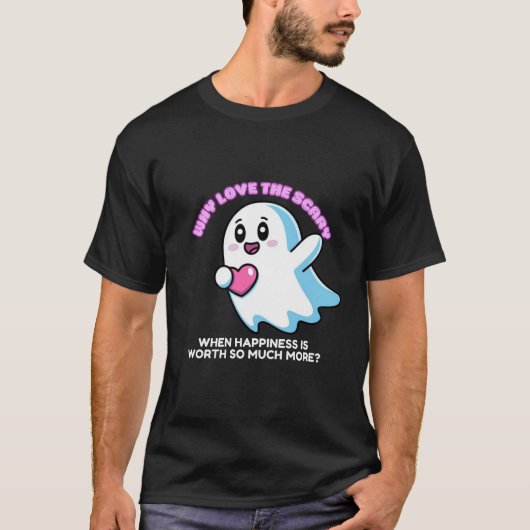 Vliegende Chubby Kawaii-geest met een hart T-shirt (Voorkant)