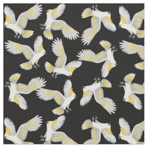 Vliegende Citron Cockato Parrots Fabric Stof